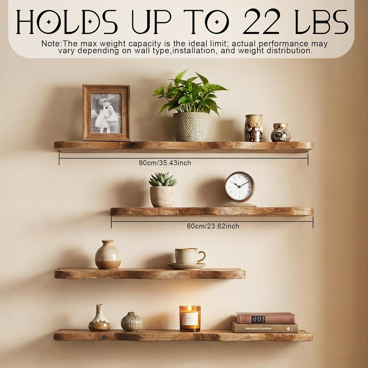 Live-Edge Floating Shelves – Set of 4