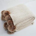 Cable-Knit Pom-Pom Throw Blanket