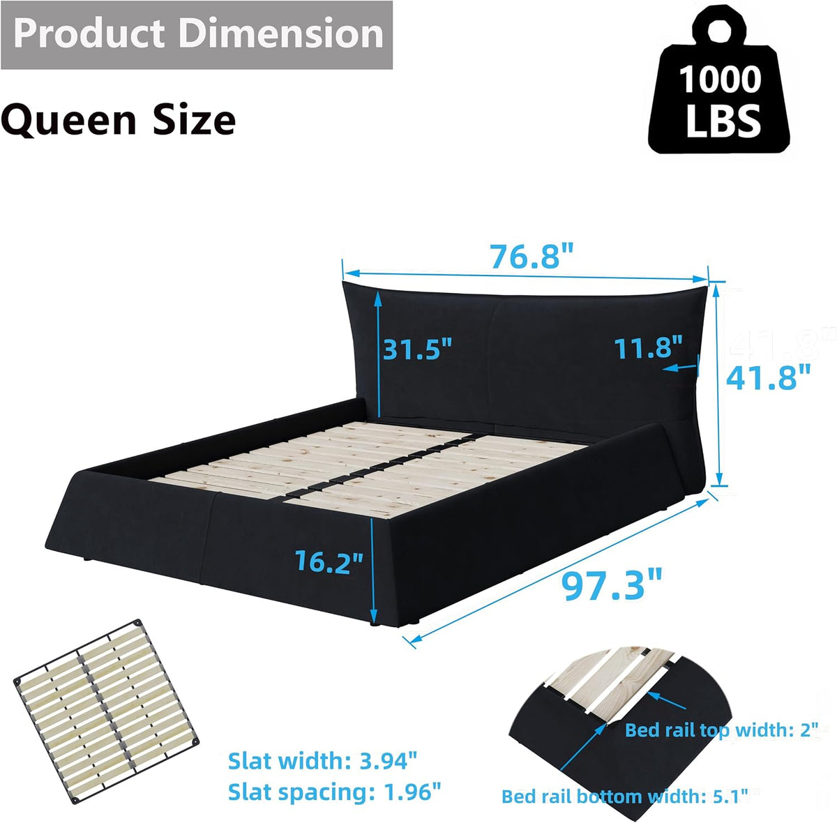 LUMISOL Queen Size Bed Frame