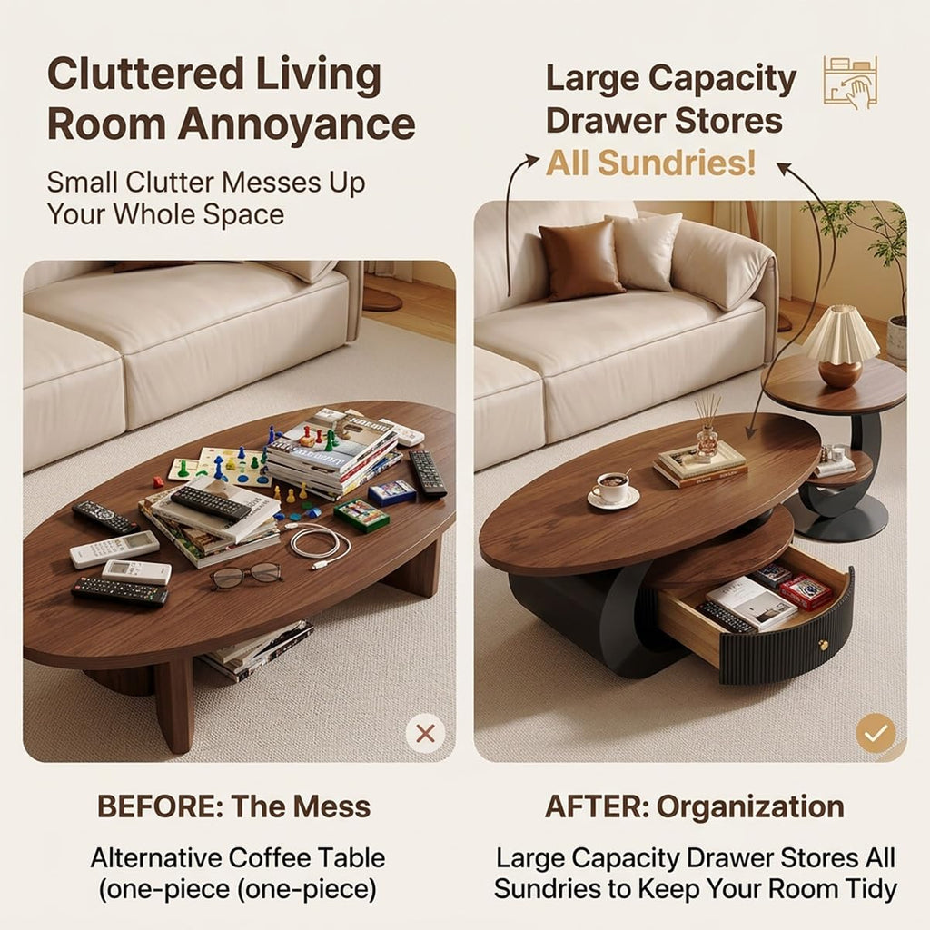 Luxury Curved Walnut Coffee Table