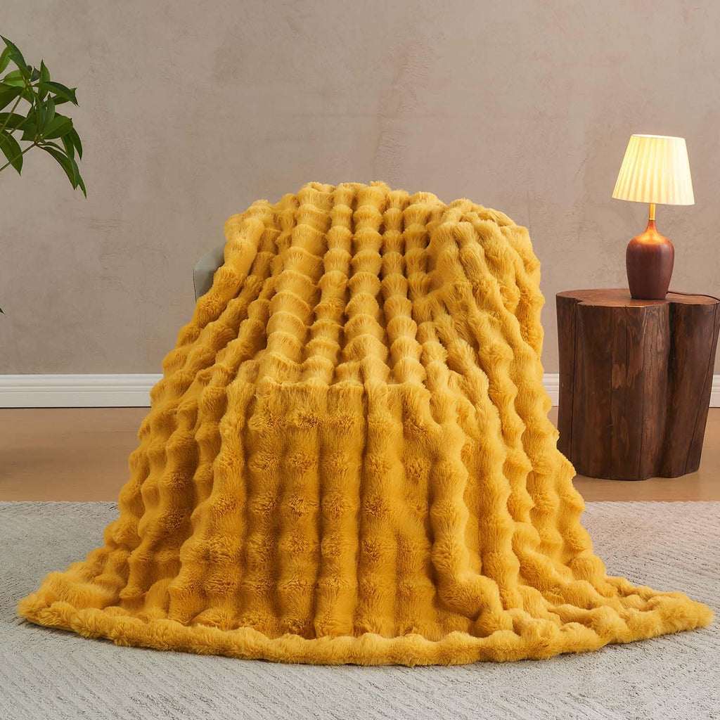 Cow-Print Faux Fur Throw Blanket