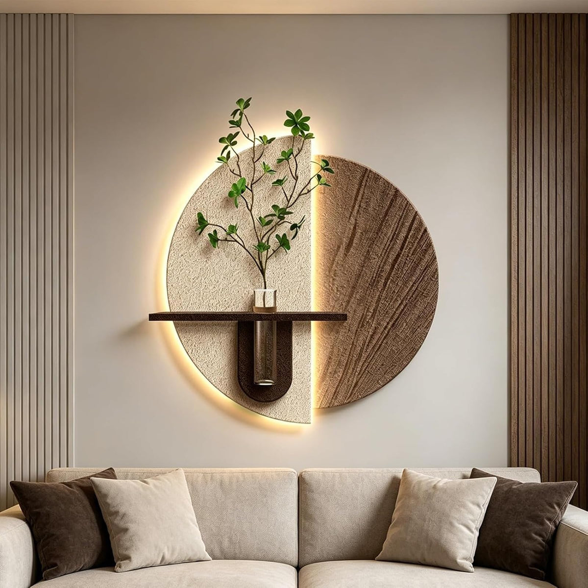 Sandstone Wall Sculpture with Vase Detail