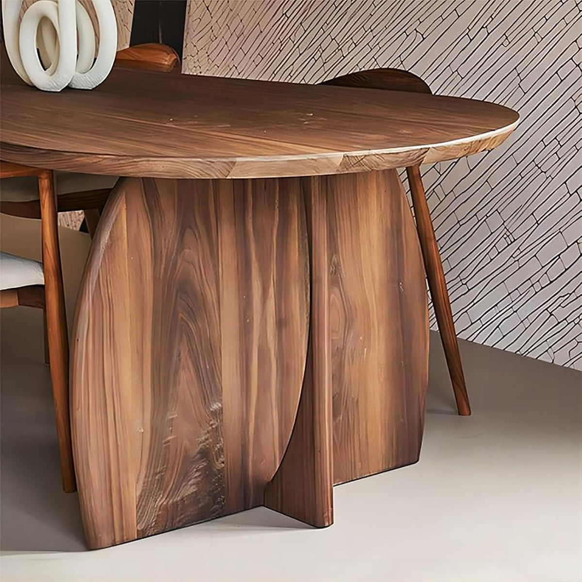 Double-Pedestal Solid Wood Dining Table