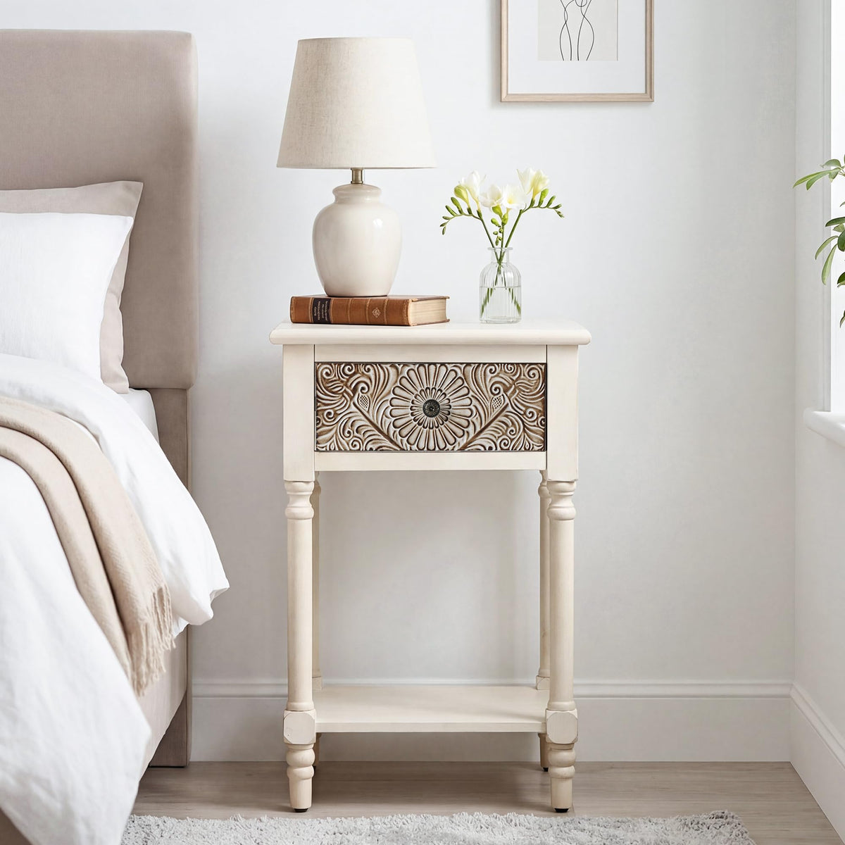 Round Three-Drawer Nightstand