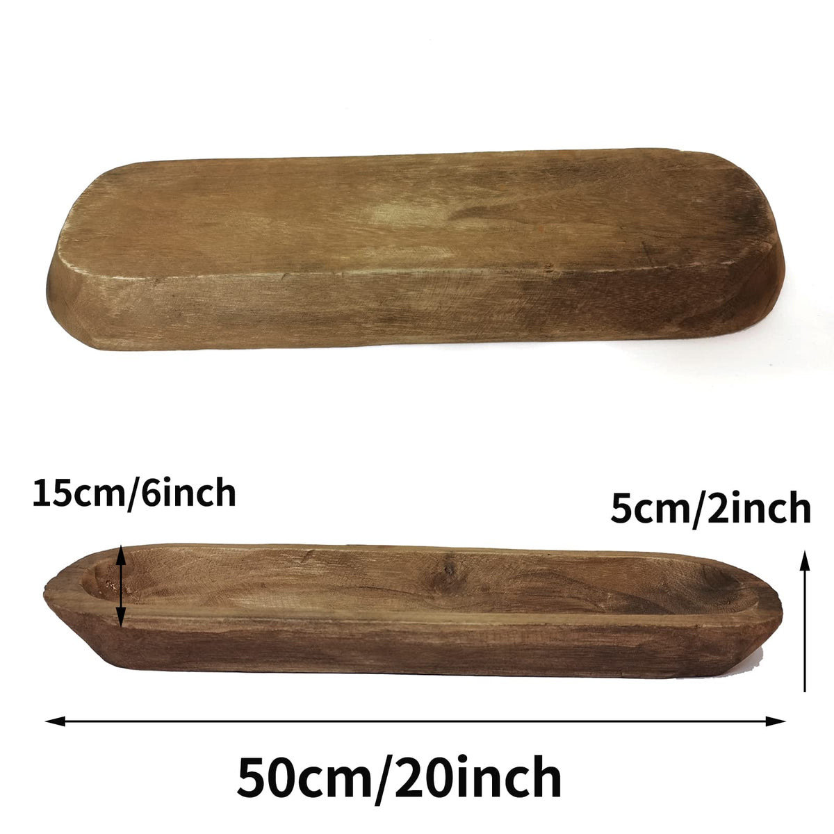Hand-Carved Wooden Dough Bowl Centerpiece