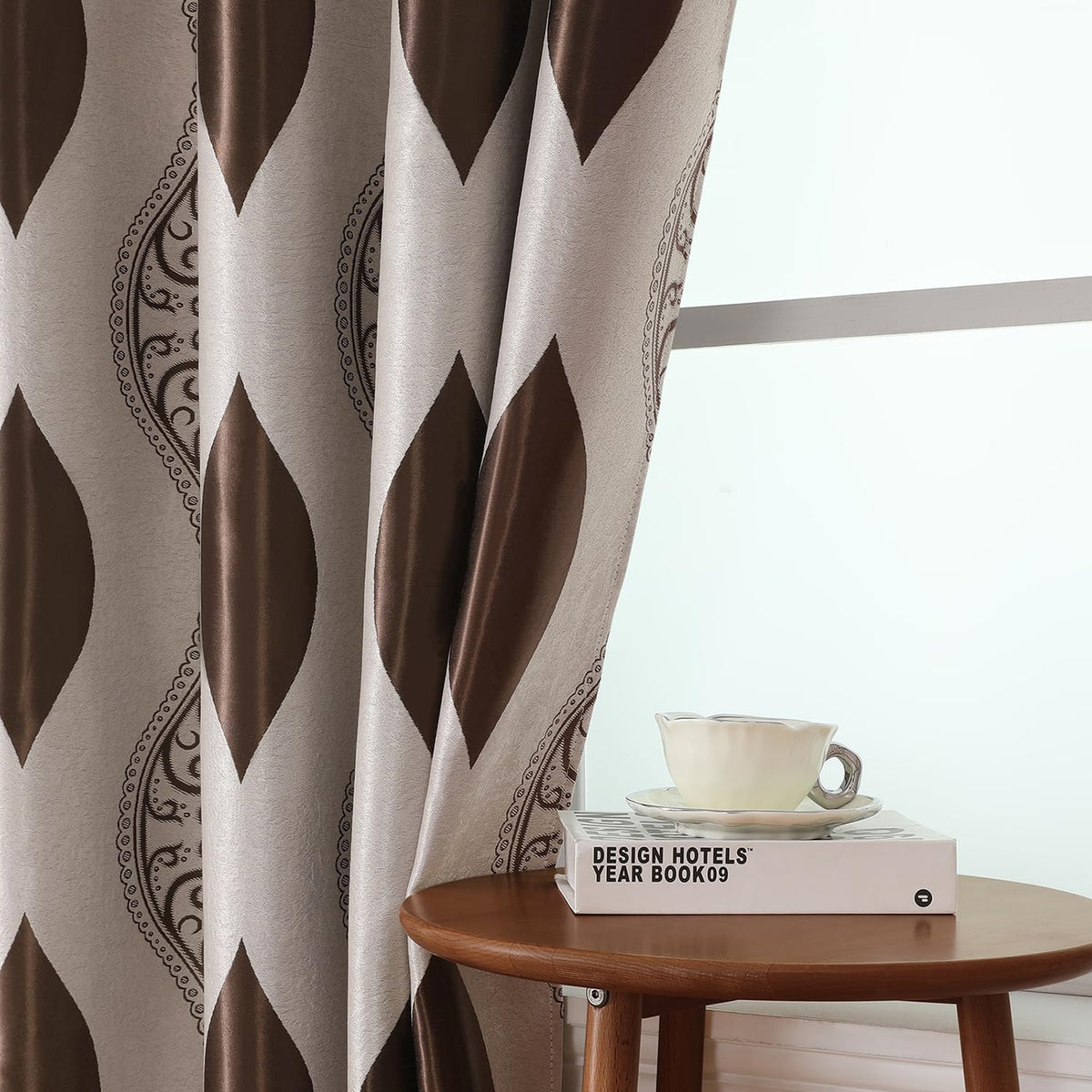 Wave Jacquard Grommet Curtains, Set of Two
