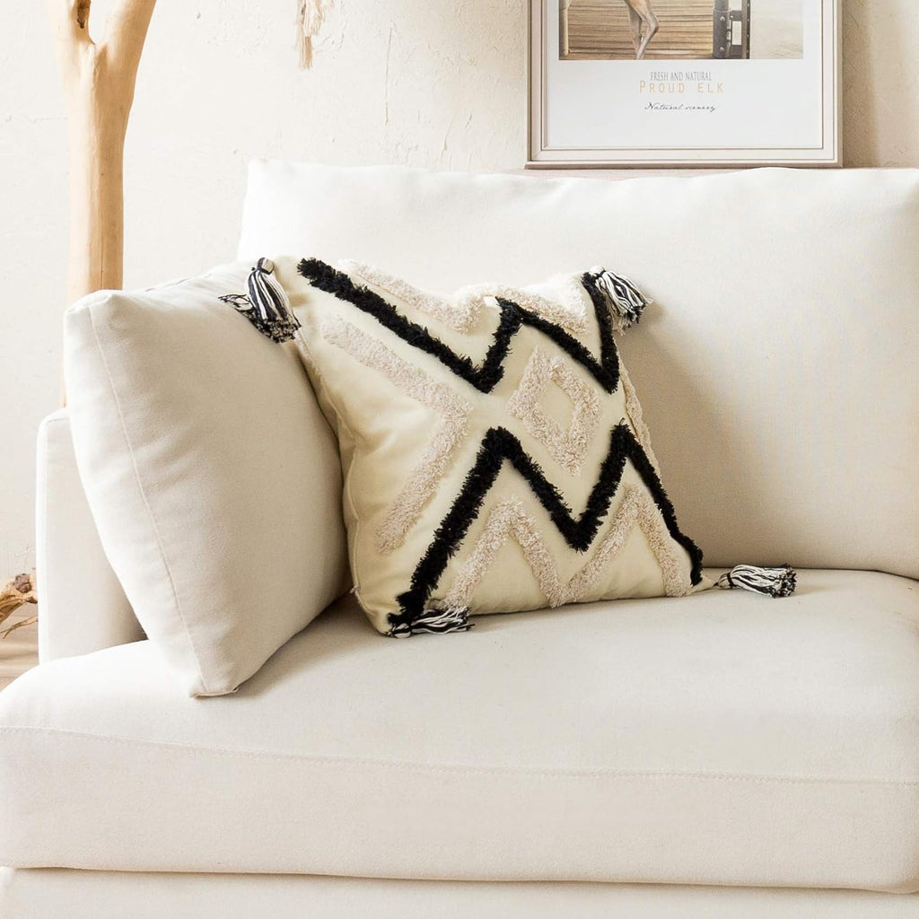 Woven Tufted Boho Throw Pillow Cover
