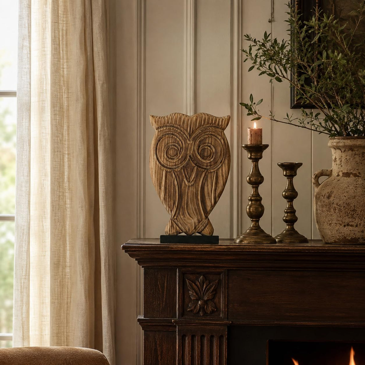 Wood Whimsical Room Decor Face Statue for Women