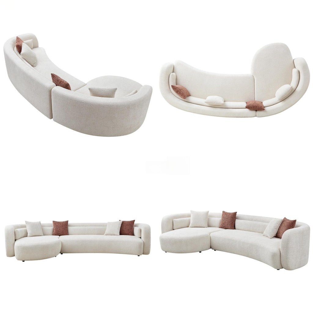 102.36" Curved Sectional Sofa, Gray Velvet 4-Seat Couch