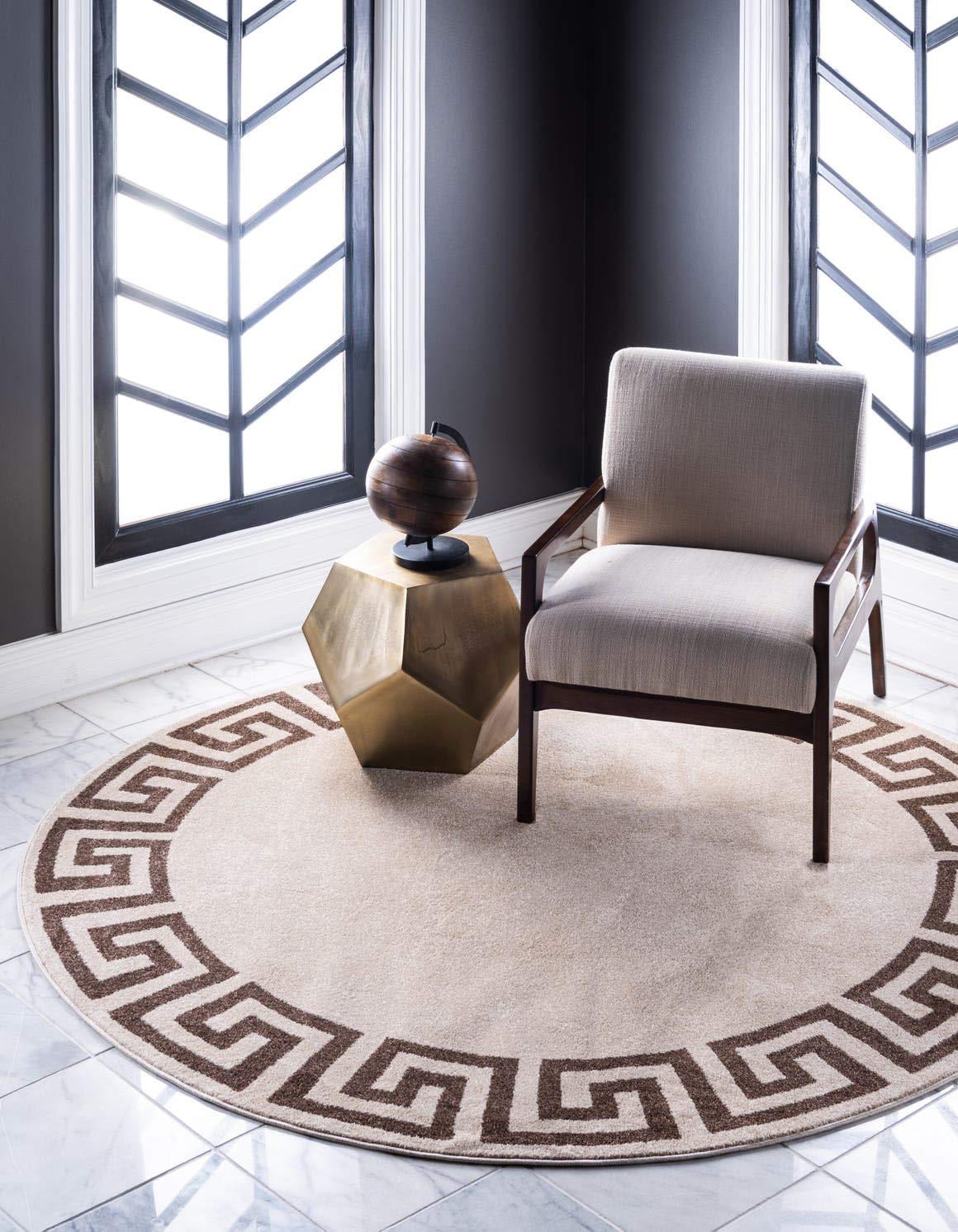 Unique Loom Athens Collection Classic Geometric Modern Border Design Area Rug