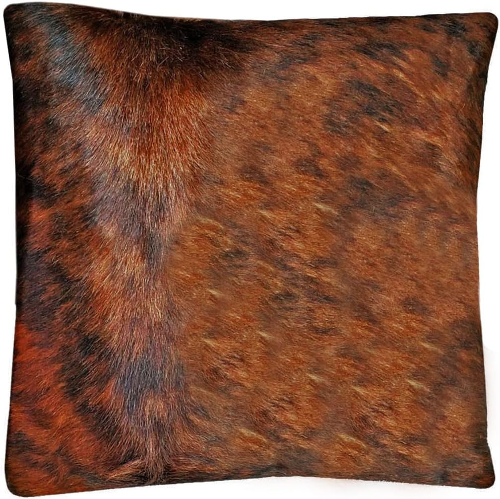 NGF Genuine Cowhide Pillows Cushion Cover - Brown and White Leather Hair on 18' x