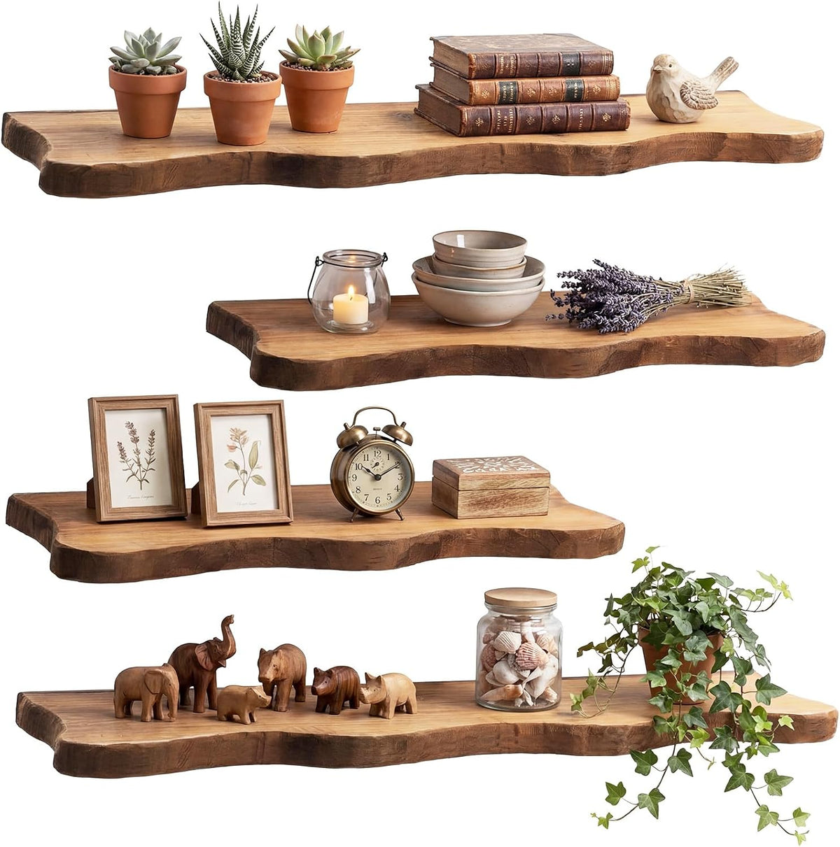 Live-Edge Floating Shelves – Set of 4