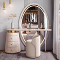 Off-White Solid Wood Vanity Set with LED Mirror