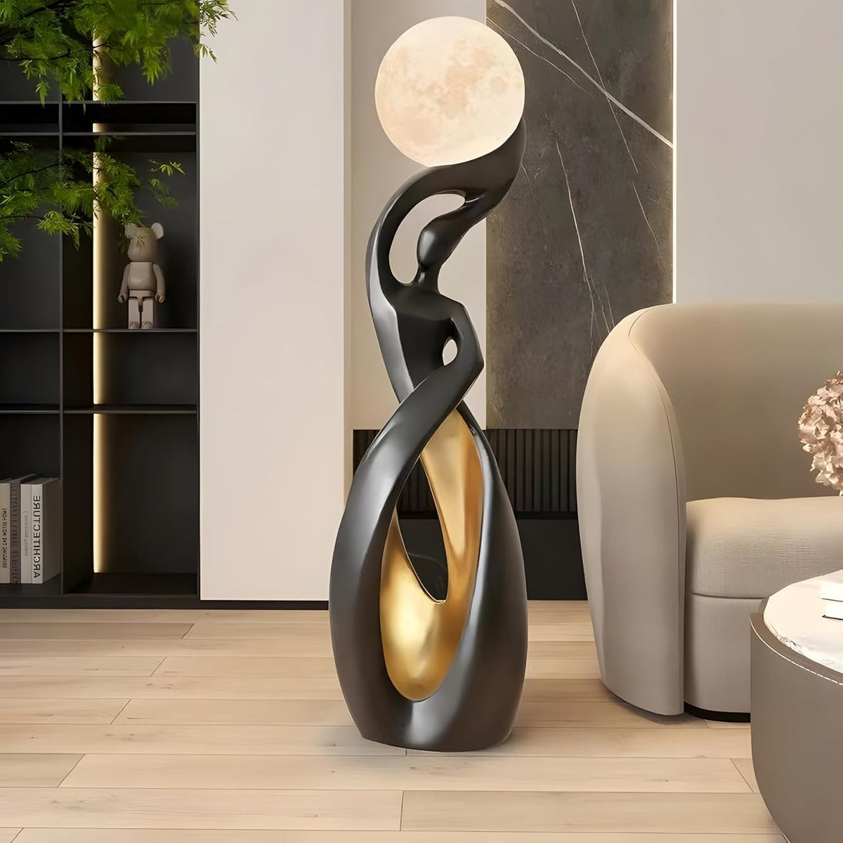 Art Deco Moon Globe Floor Lamp