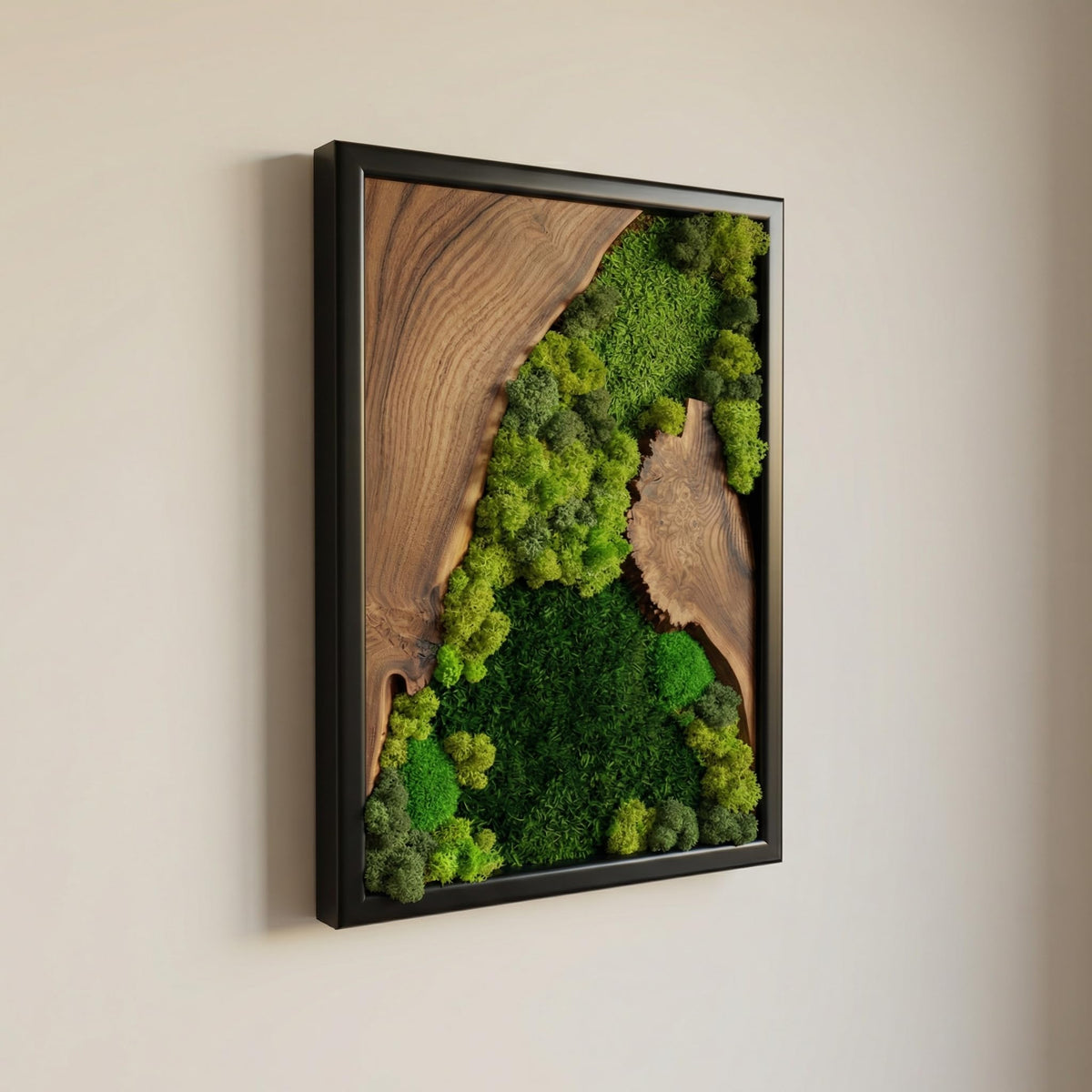 Preserved Moss Wall Art in Cedar Frame