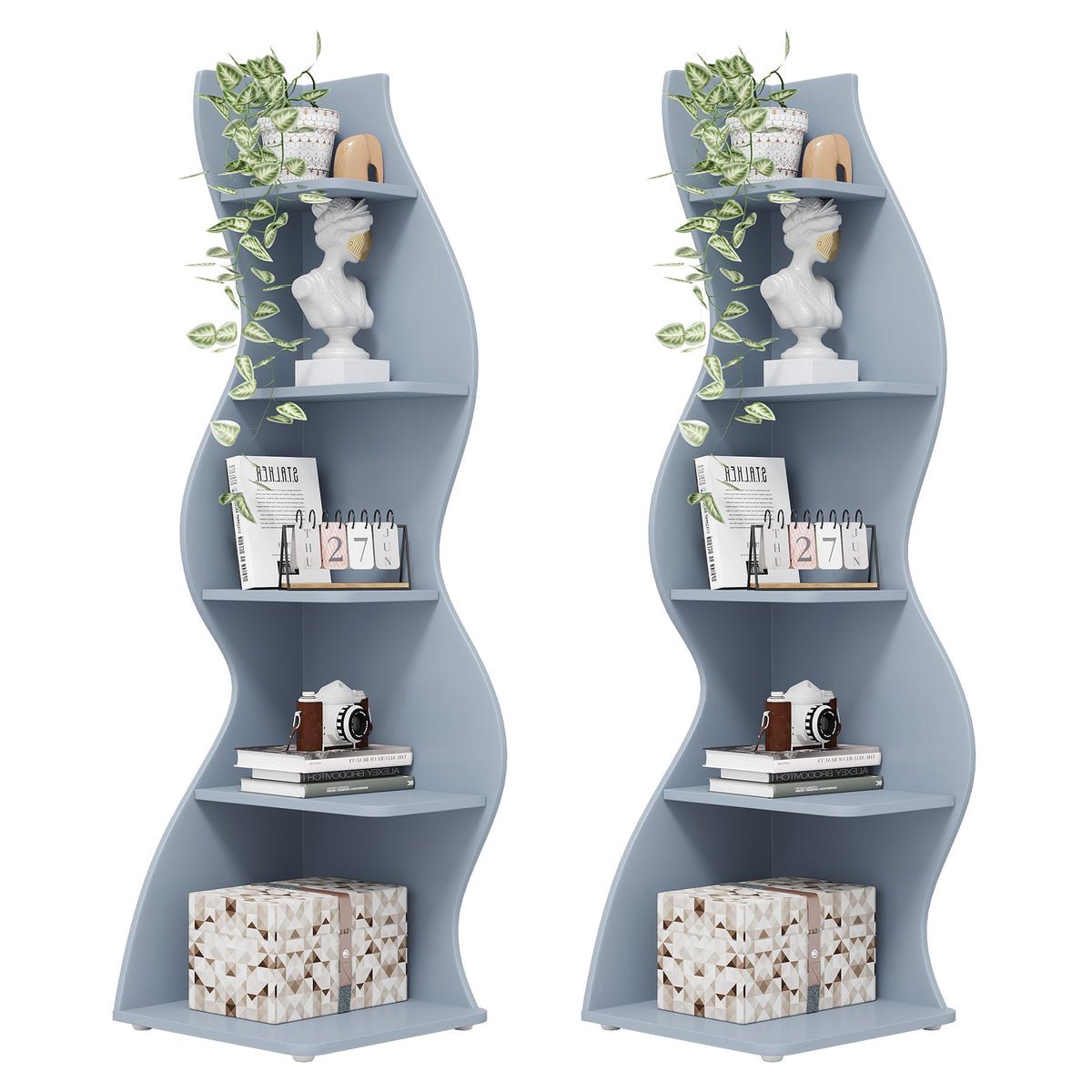 Modern Five-Tier Corner Bookshelf