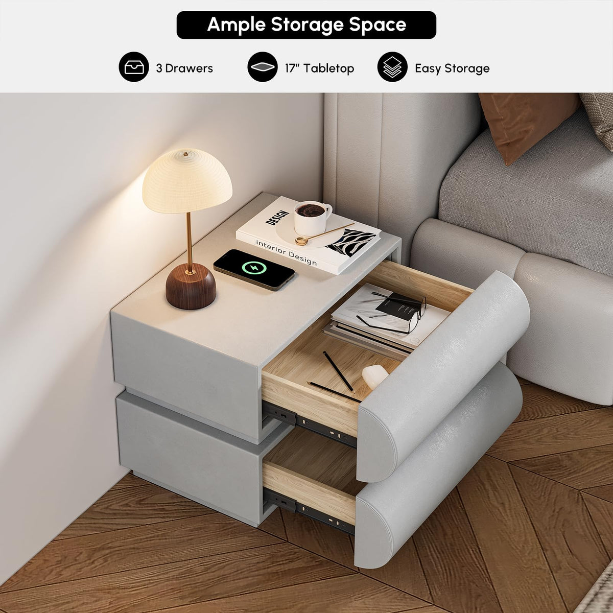 Smart Faux-Leather Nightstand