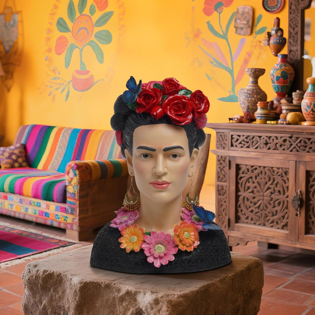 Artistic Frida Kahlo-Inspired Resin Bust Sculpture