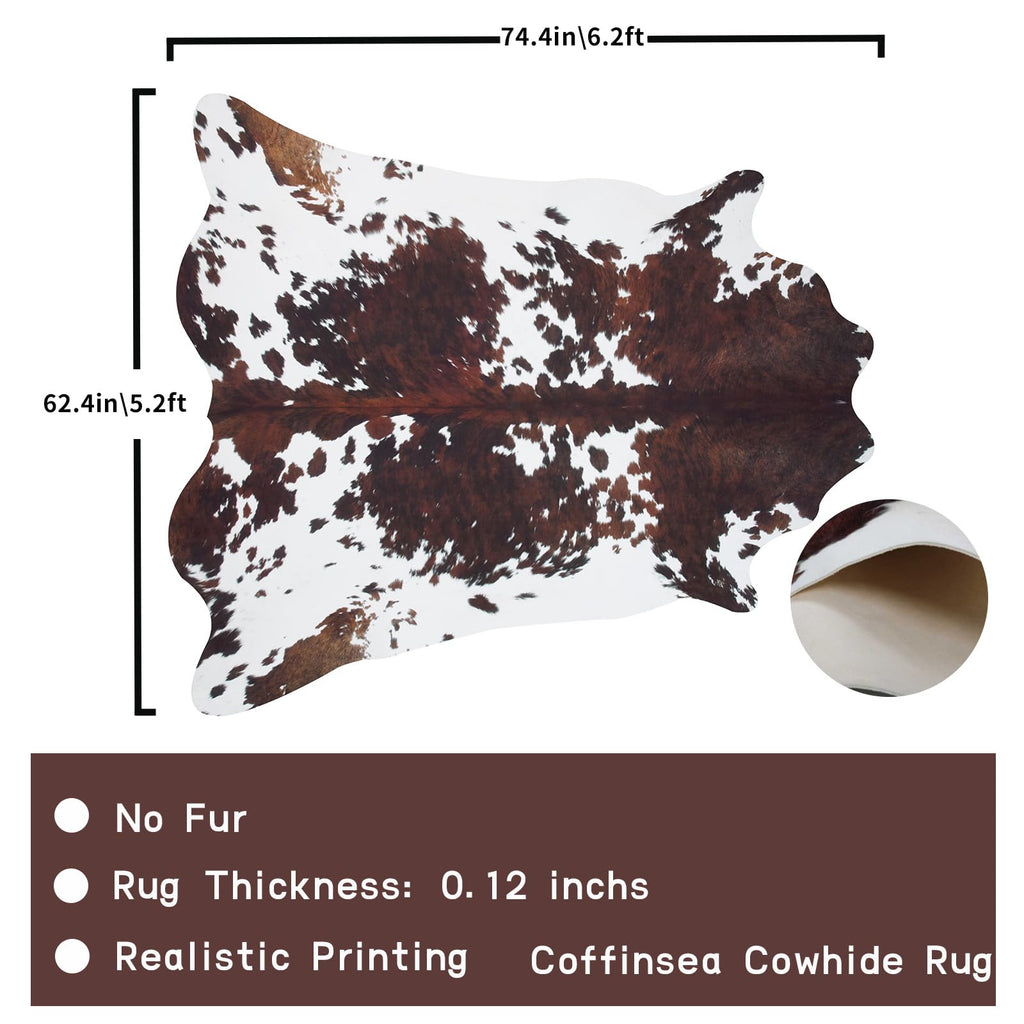 Faux Cowhide Rug 4.6x5.2 ft Cow Hide Faux Cowhide for Living Room Bedroom Dining