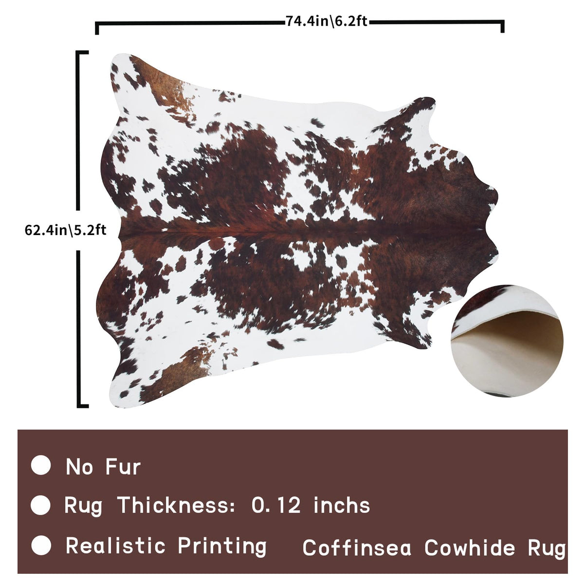 Faux Cowhide Rug 4.6x5.2 ft Cow Hide Faux Cowhide for Living Room Bedroom Dining