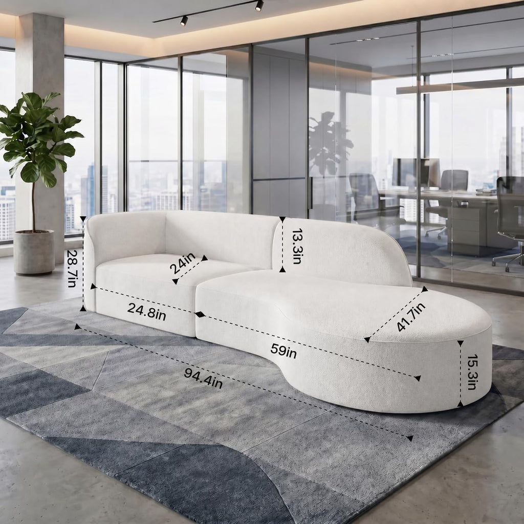 110 Inch Sectional Sofa with Deep Seat Right