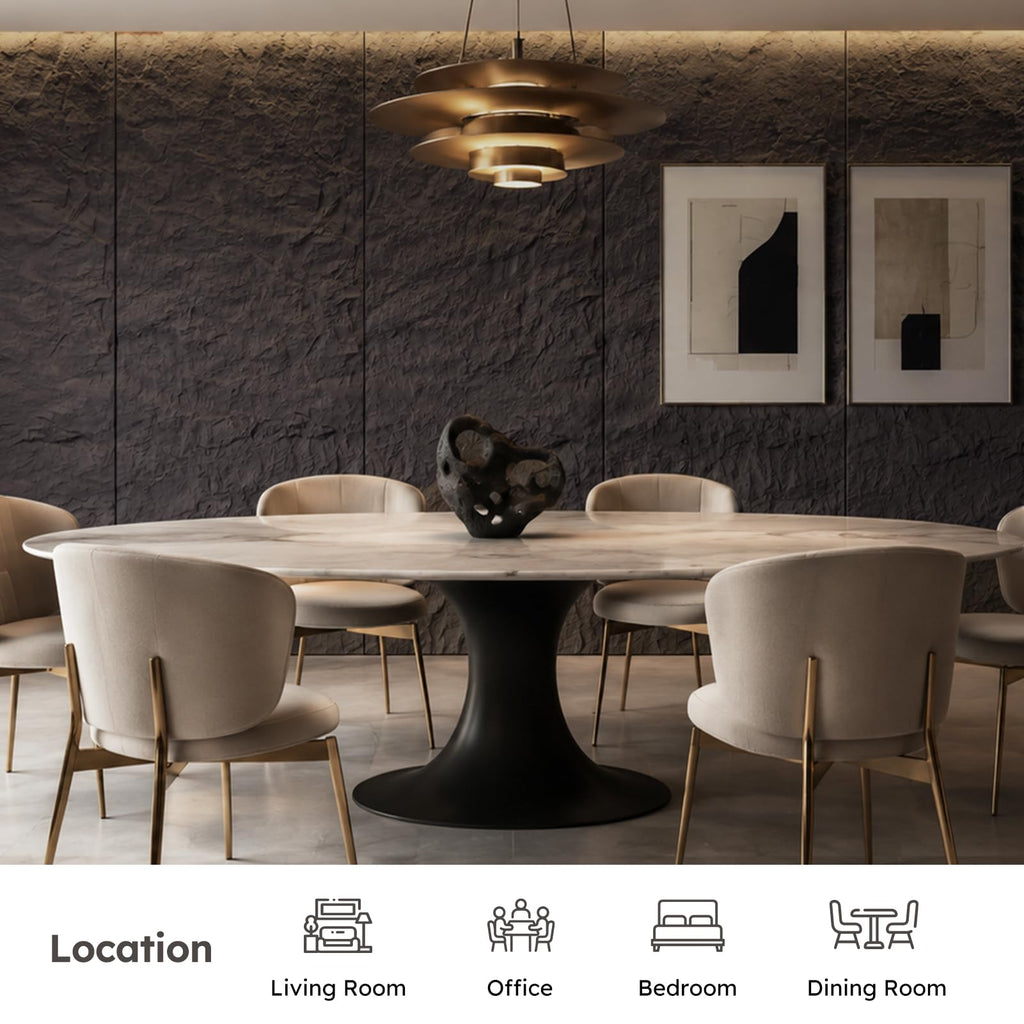 Diflart 3D Faux Stone PU Wall Panels for Interior Decor, White, 4 PCS