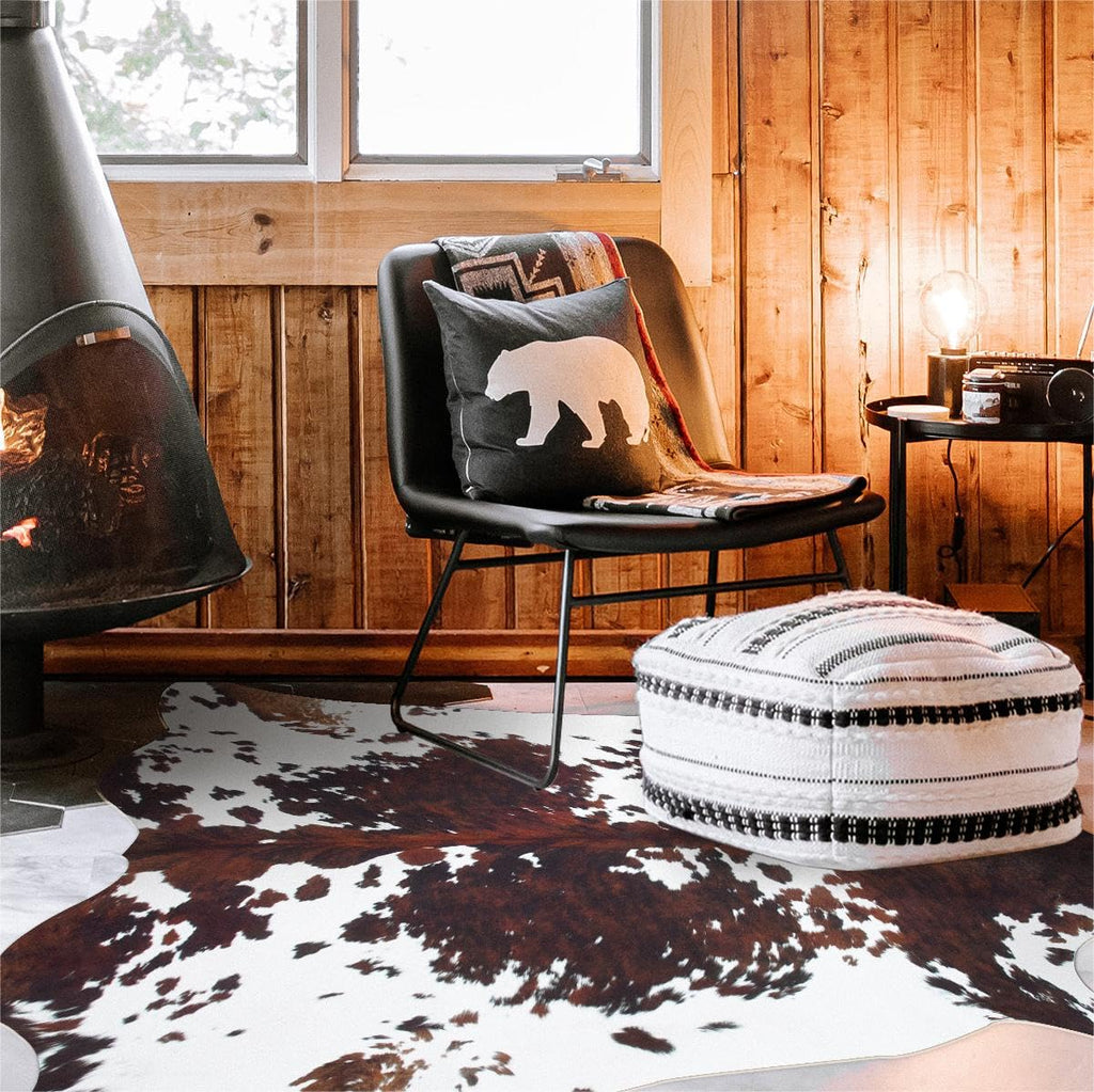 Faux Cowhide Rug 4.6x5.2 ft Cow Hide Faux Cowhide for Living Room Bedroom Dining