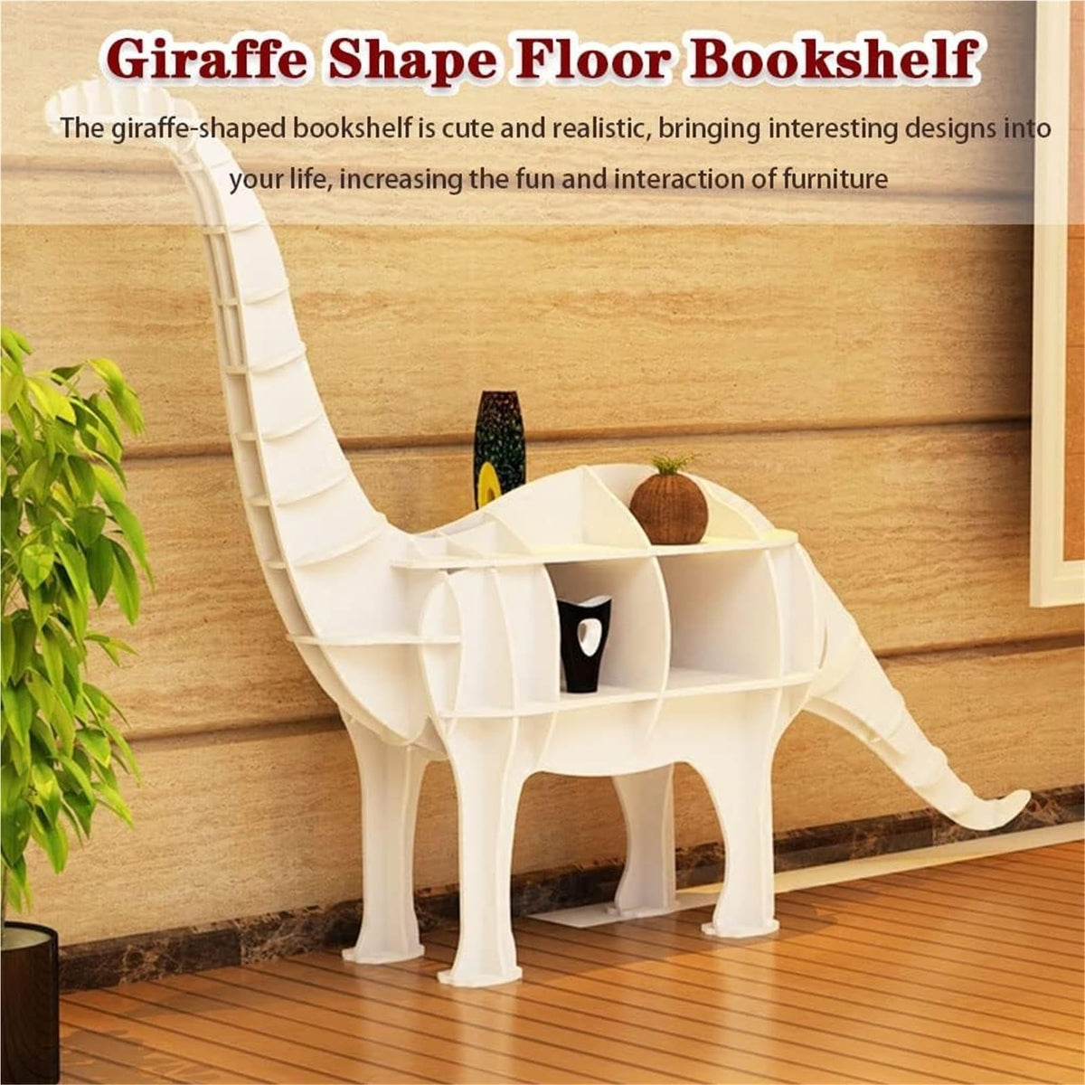 Bookshelf ， Large Capacity Bookcase for Bedroom Partition Storage Home Floor Ornaments(White Color,125 * 23 * 79cm)