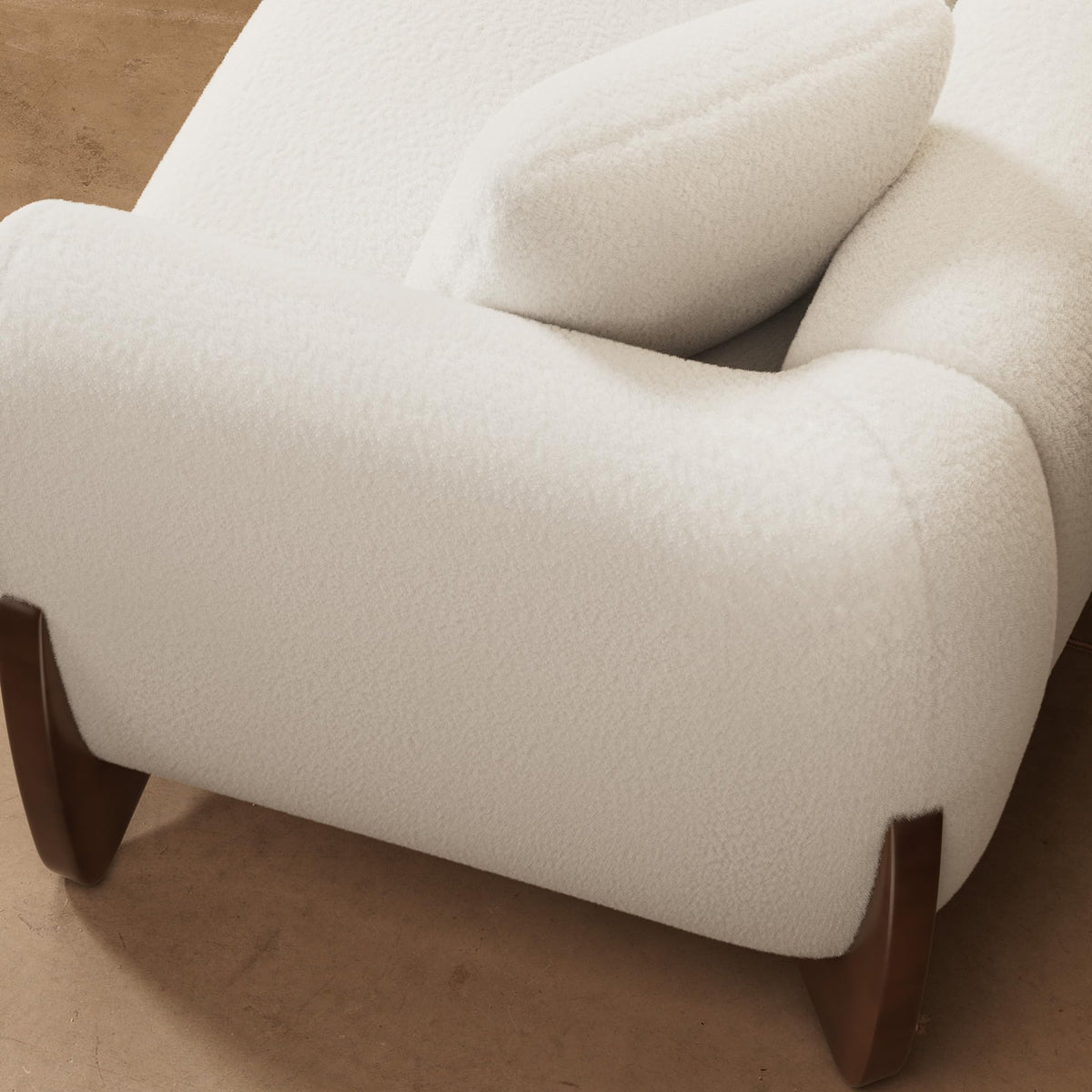Morden Fort Modern Cloud Sofa Couch - 3 Seater Sherpa Boucle Sofas with Wood Legs