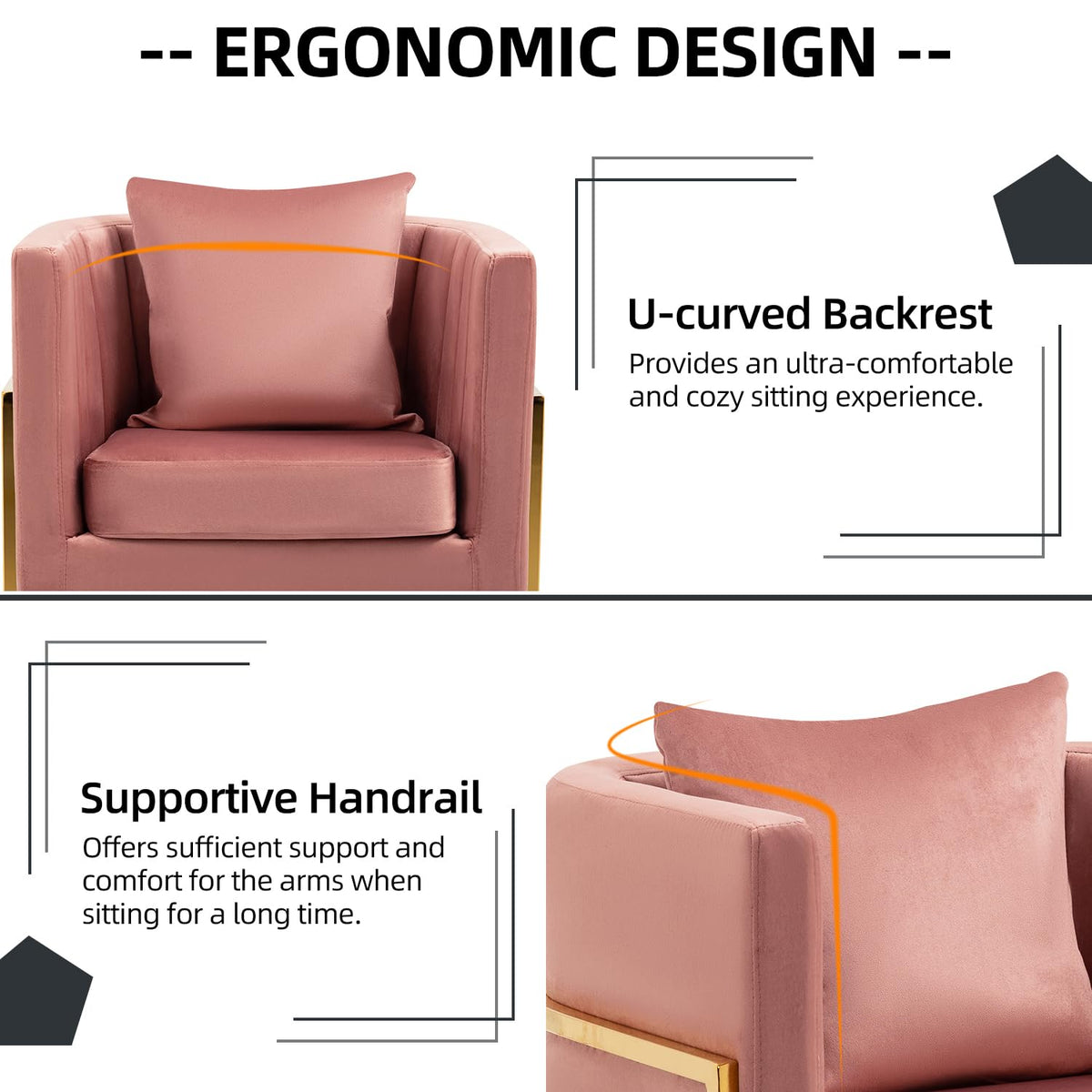 Velvet Barrel Accent Chair with Pillow