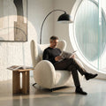 Oversized Boucle Accent Chair, Cream White Sherpa Wingback Chair