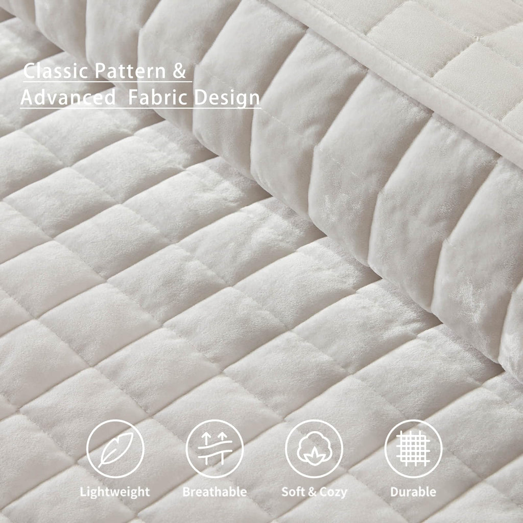 LEAONME Velvet Quilt King Size-98''x106''