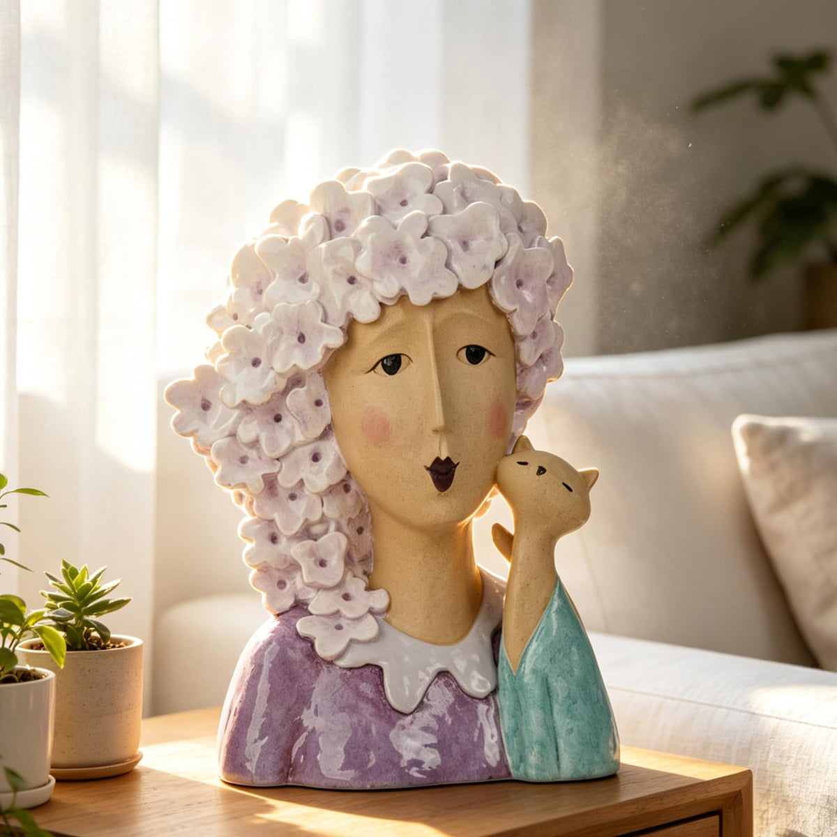 Artistic Frida Kahlo-Inspired Resin Bust Sculpture