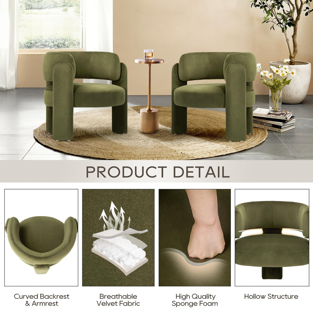 COLAMY Modern Velvet Accent Chairs Set of 2