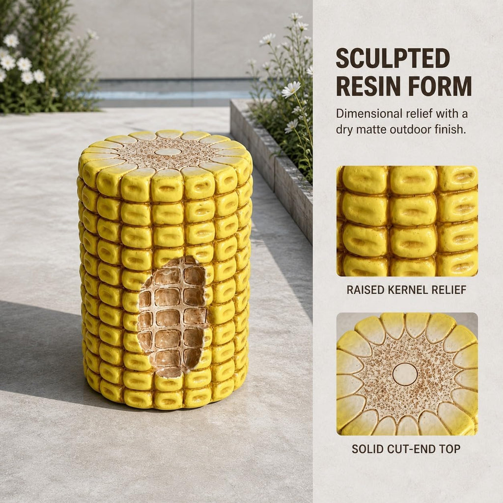 Corn Cob Plant Stand Indoor and Outdoor Resin Garden Stool Drum Seat Accent