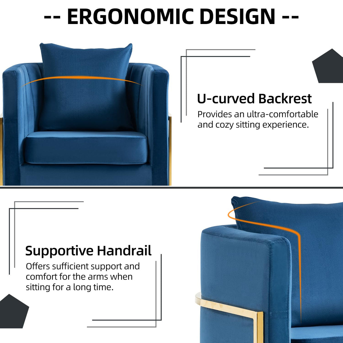 Velvet Barrel Accent Chair with Pillow