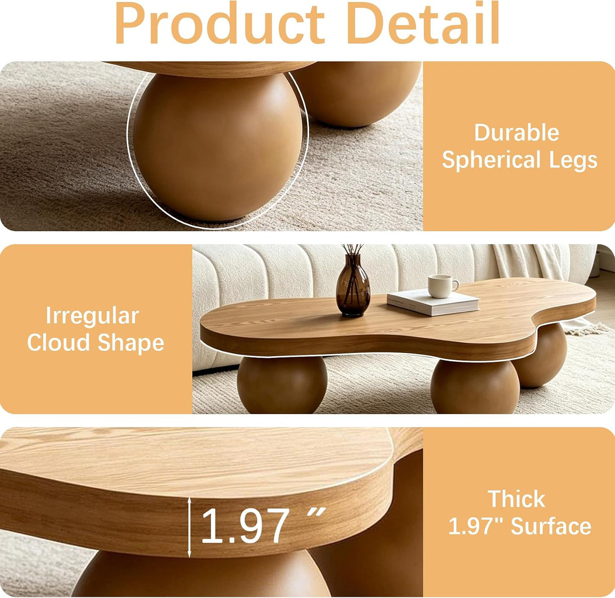 Cloud Coffee Table with Ball Legs