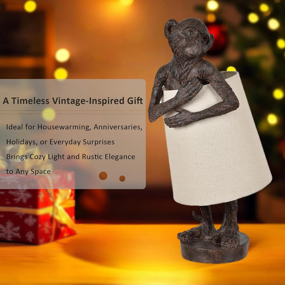 Bronze Monkey Accent Table Lamp