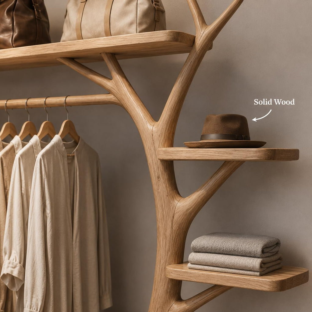 Rustic Coat Rack with Shoe Shelf, 70” H x 60” W Entryway Hall Tree Organizer for Mudroom, Hallway, Foyer Storage (Option 2)
