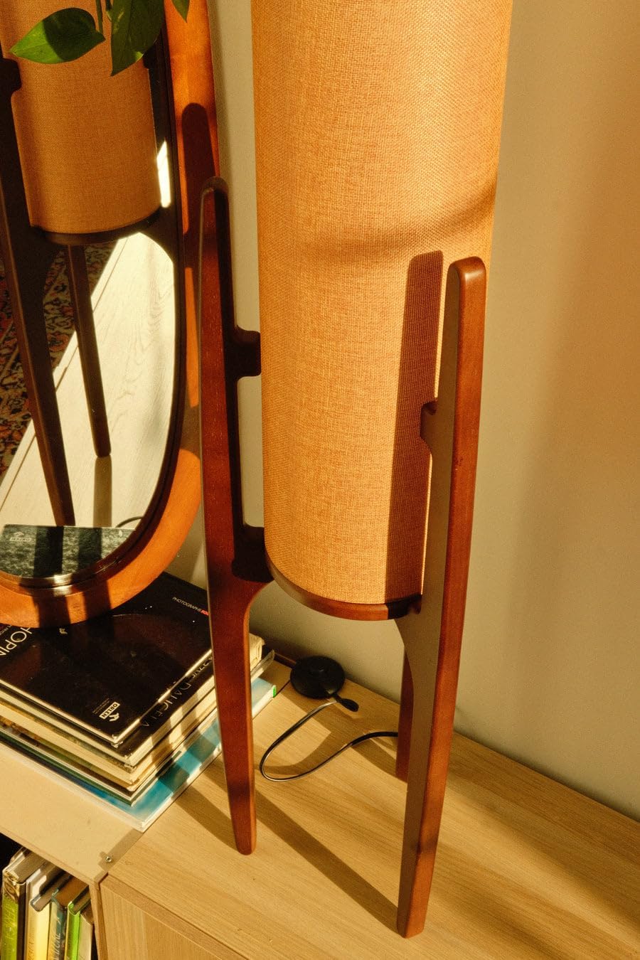 Ozarke Zen Modern Floor Lamp - Fabric Shade & Wood Frame Mid-Century 44 Inch