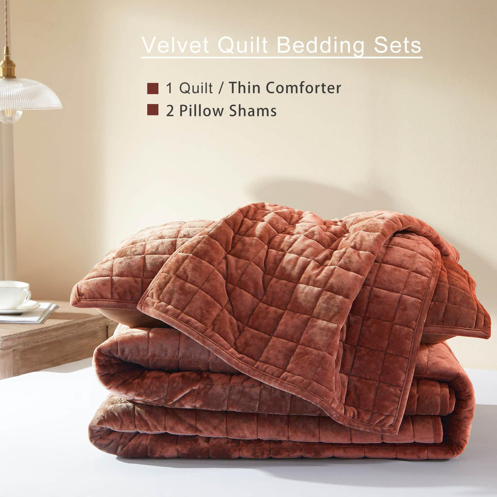 LEAONME Velvet Quilt King Size-98''x106''