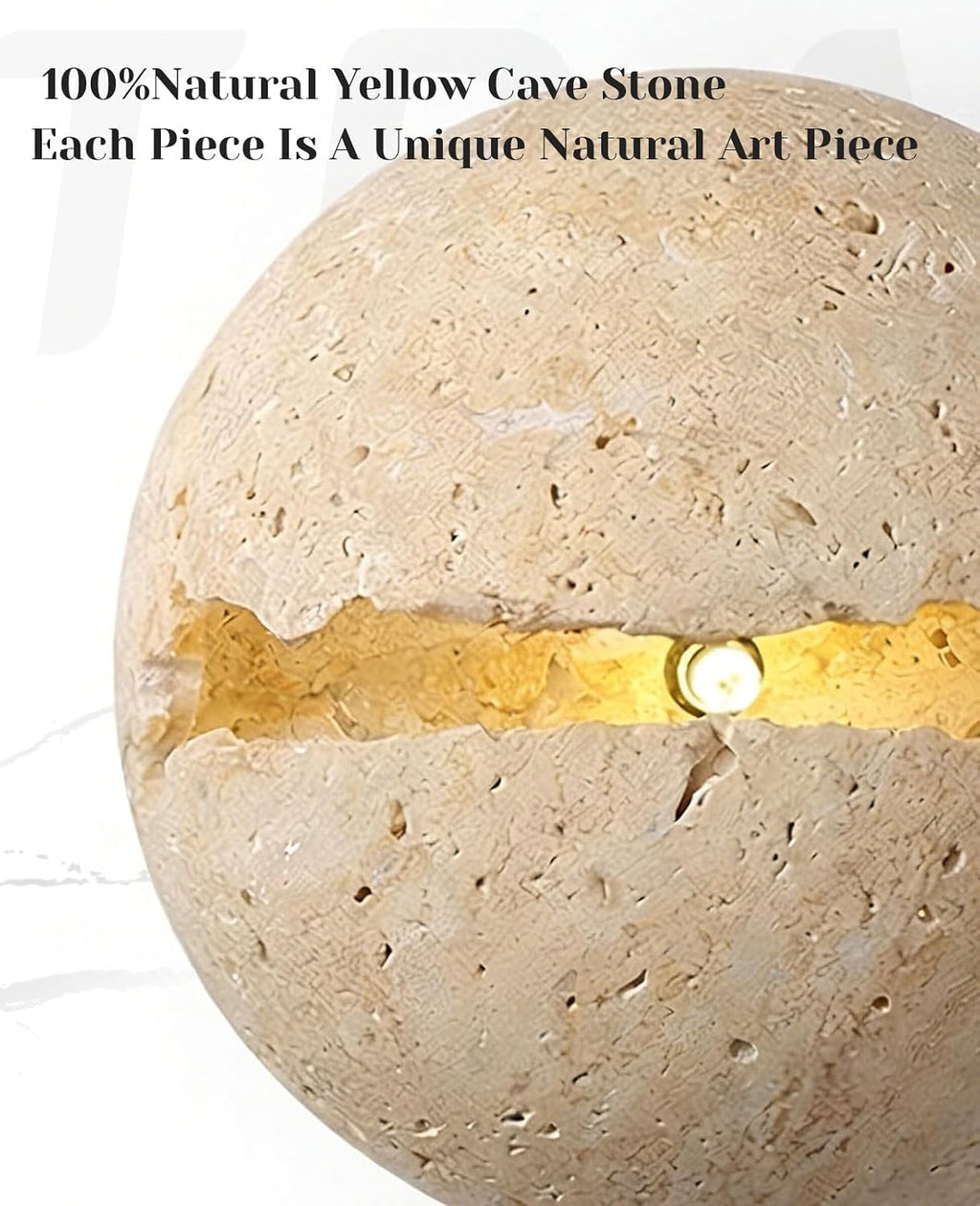 Natural Round Travertine Wall Sconce, 7.1" Wabi Sabi Light Fixture