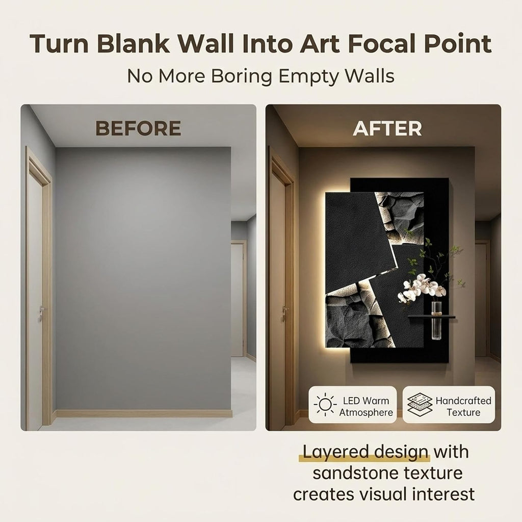 3D Sandstone Wall Art with LED Lighting