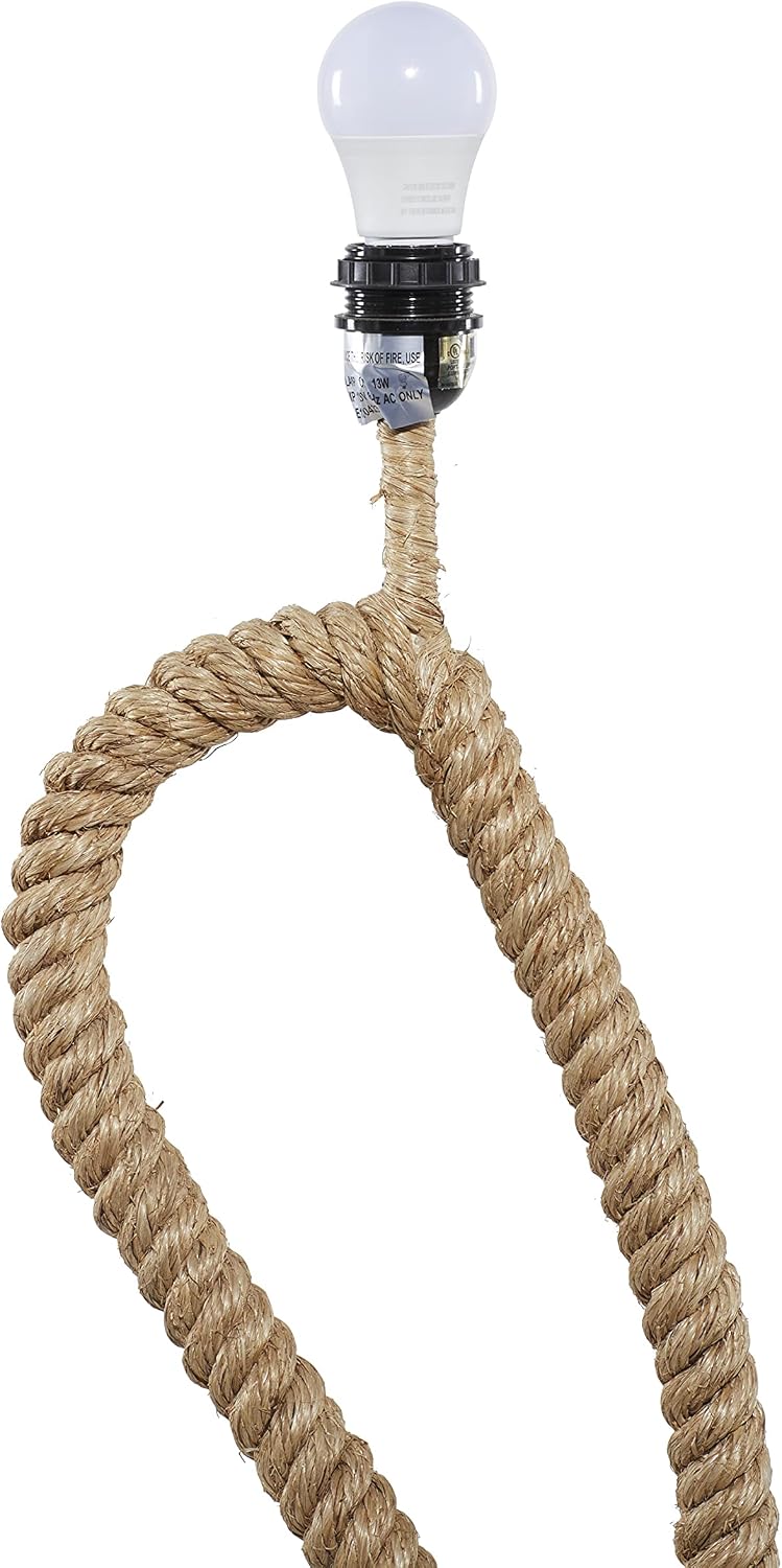 Deco 79 Jute Rope Room Floor Lamp Twisted Rope Standing Tall Lamp with Cream Linen