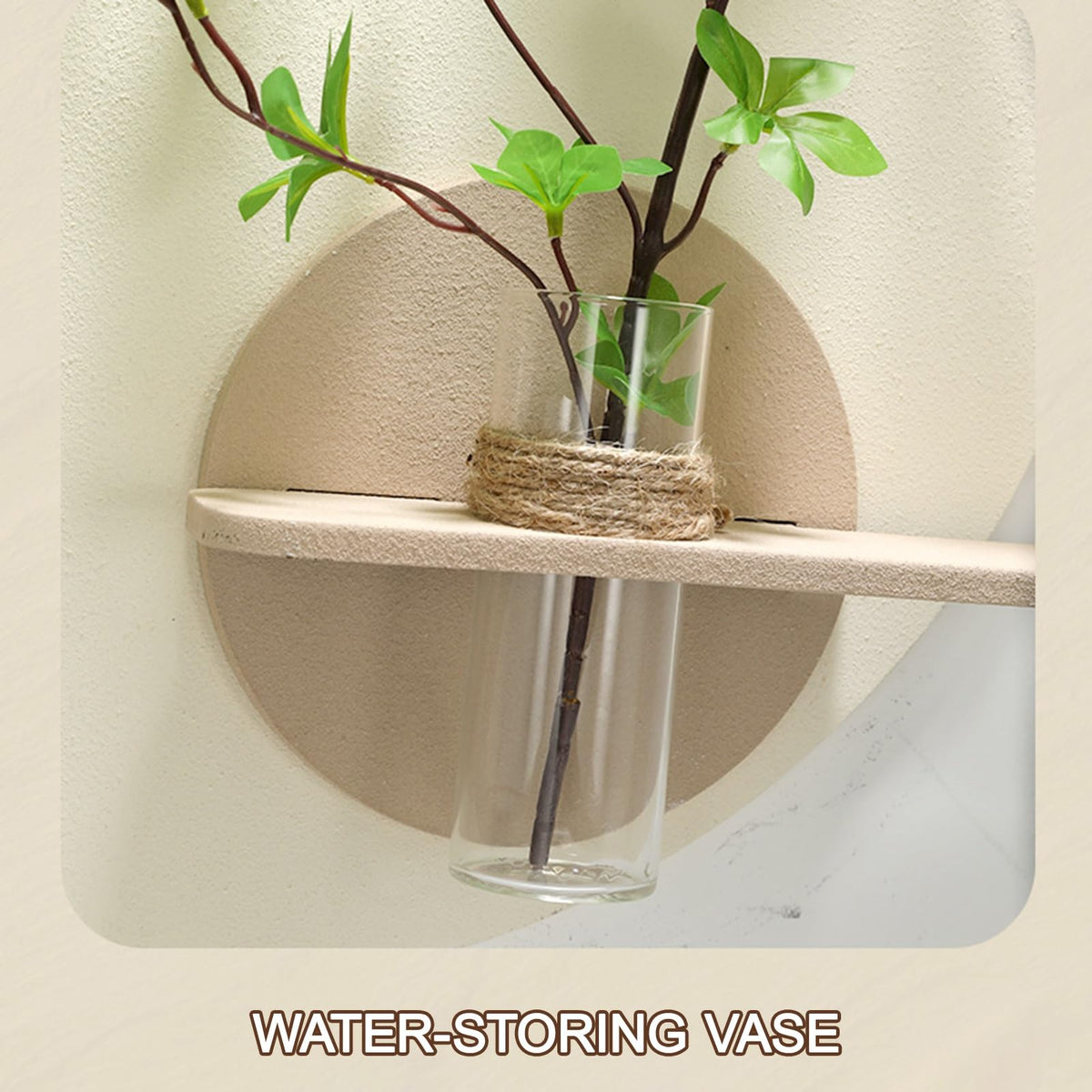 Large Sandstone Wall Art with Glass Vase Design