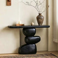 Entryway Console Table, Solid Wood, Cobblestone Round