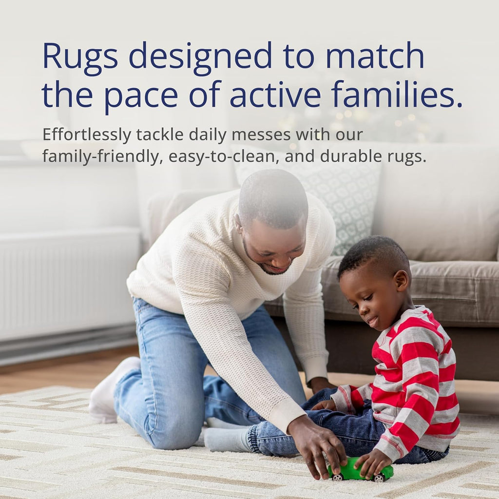 Abani Beige Area Rug - 4' x 6' - Living Room & Bedroom - Geometric Maze Design -