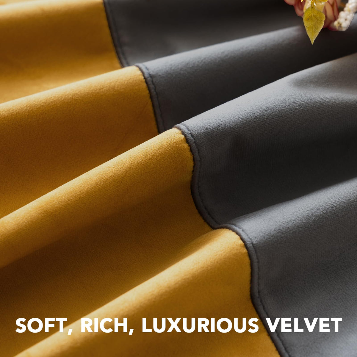 Velvet Color-Block Curtain Set