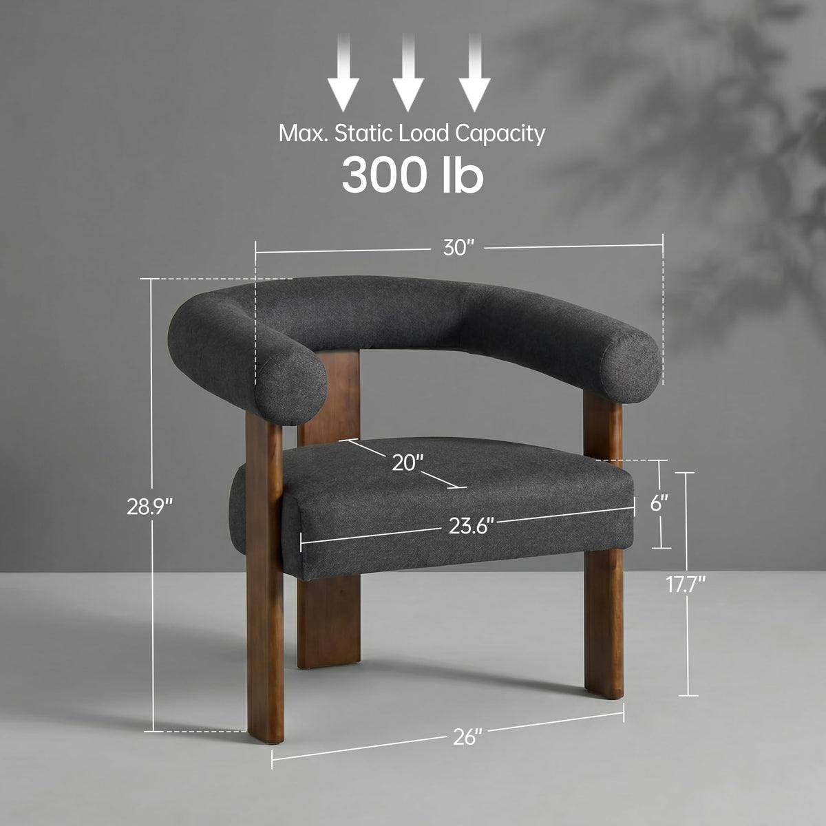 VKNOW Barrel Accent Chairs Set of 2 with Armrests and Rubberwood Legs