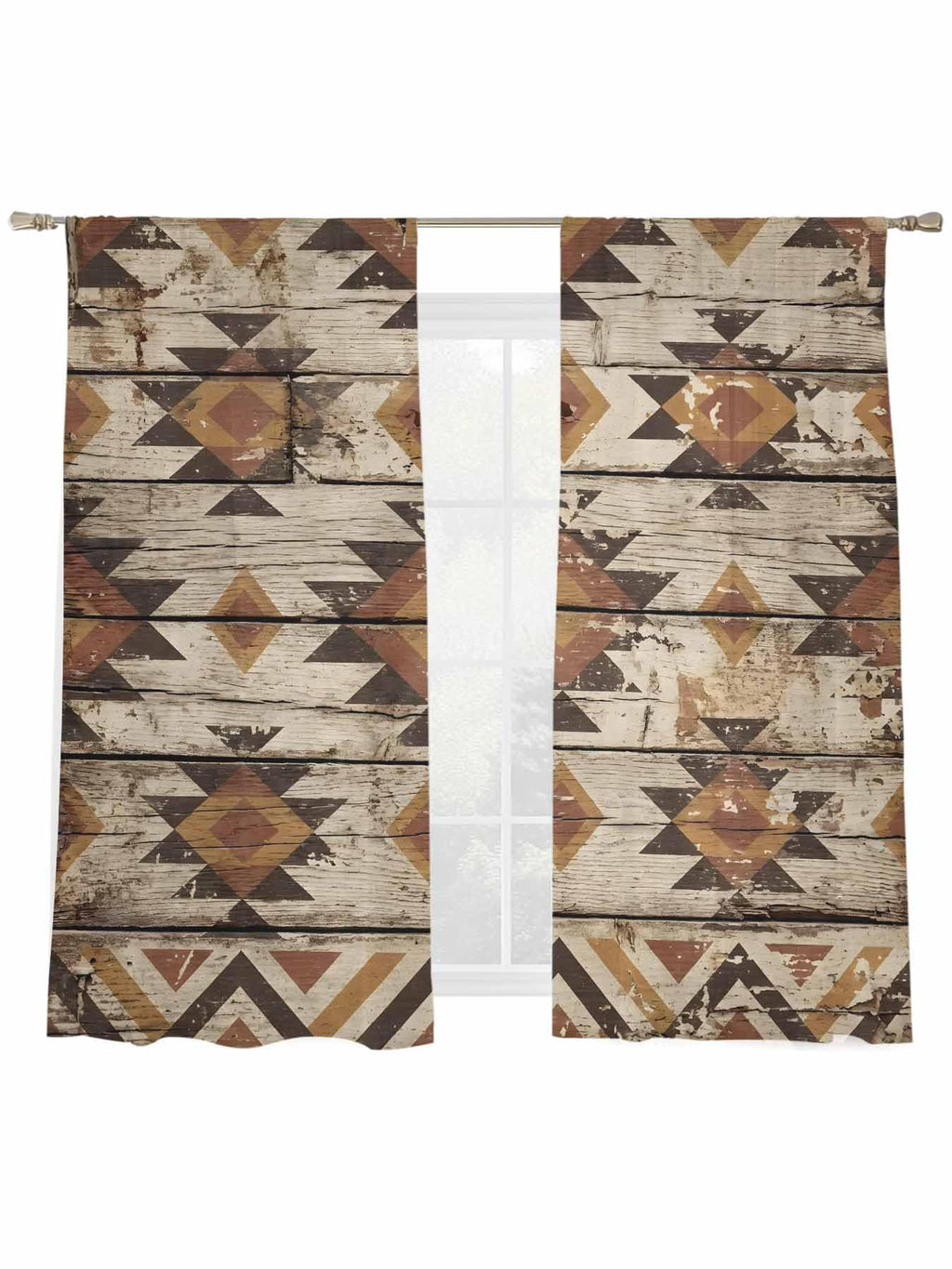 Diamond Tribal Sheer Curtains, Set of Two